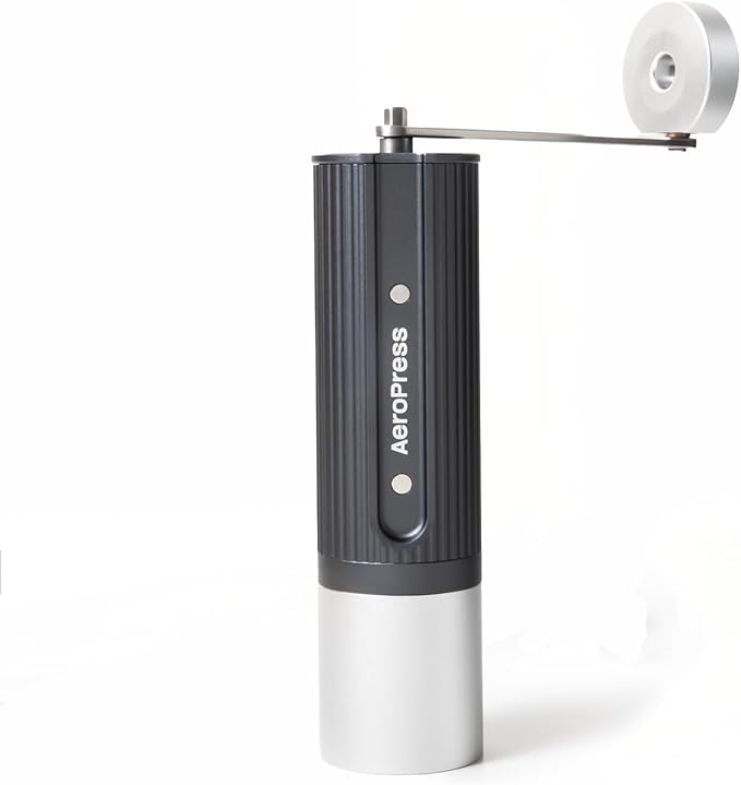 AeroPress Manual Coffee Grinder – Portable Hand Burr Grinder with Titanium-Coated Conical Burrs, 60 Grind Settings, Compact Travel Coffee Bean Grinder for AeroPress, Espresso, French Press, Moka Pot