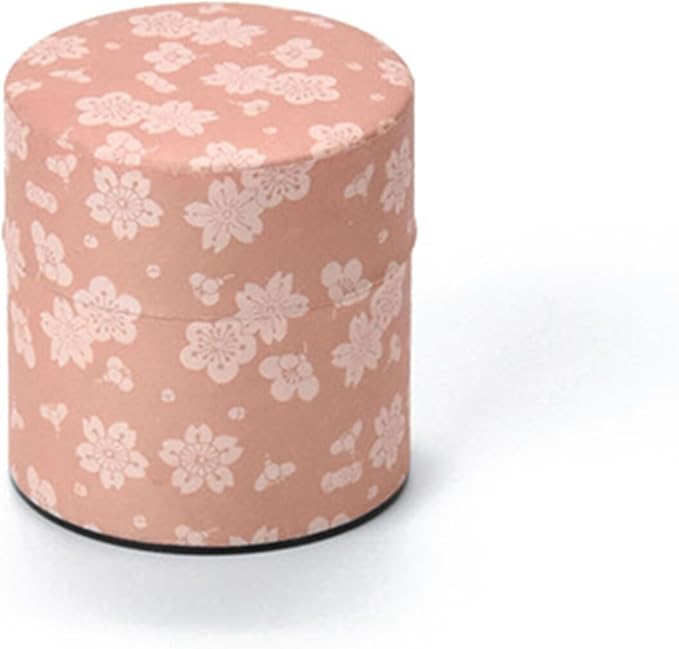 Japanese Pokkan Matcha Coffee Spice Tea Tin Canister Washi Paper Storage with Lid 3.89 oz Capacity (Obaimon, S)