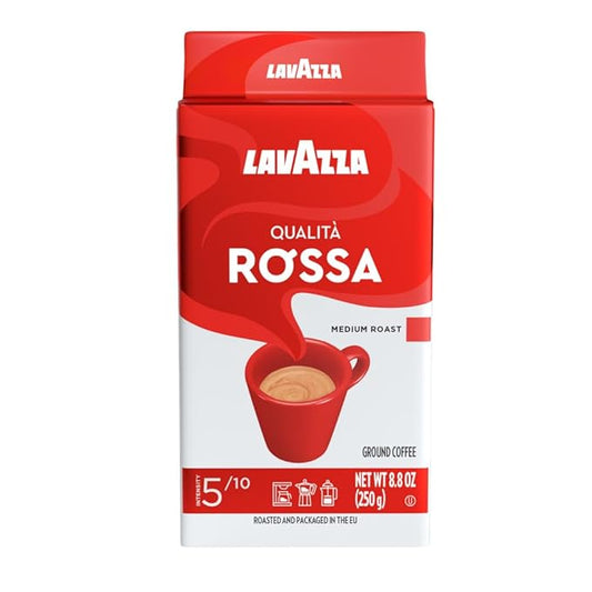 Lavazza Qualit?? Rossa Ground Coffee, Medium Roast, Arabica and Robusta Blend, 8.8 oz Brick