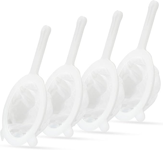 Premium Multi-Mesh Strainer Set, 4 Pack - 100/200/300/400 Mesh, Nylon & Plastic Fine Mesh Sieve for Tea, Coffe, Nut Milk, Juice, Broth, Smoothies, Reusable & Easy to Clean, Durable,Dishwarer Safe