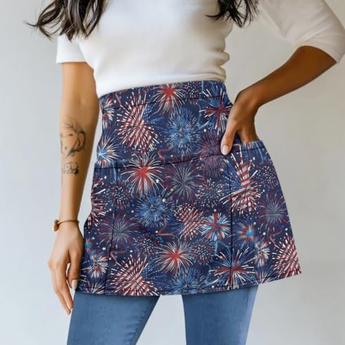 Server Apron with 3 Pockets 13 Inch Short Half Waist Aprons Waterproof Cooking Aprons for Women Men - Image 2