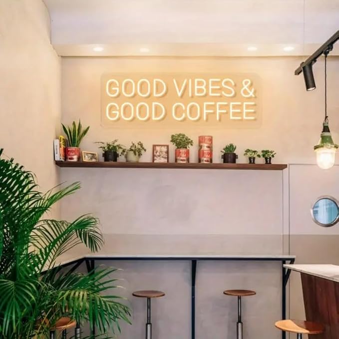 Good Vibes & Good Coffee LED Neon Sign Coffee Bar Shop Cafe Drink Neon Light Restaurant Decoration Home Wall Decor Welcome Open Sign