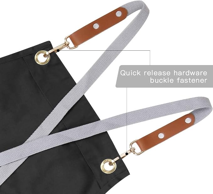 Crossback Apron with Pockets, Apron with Adjustable Straps | Pockets x2, Adjustable & Removable Straps, Canvas, Unique Split Apron for Ceramics, Home, Kitchen, Restaurant,M-XXL (Black) - Image 7