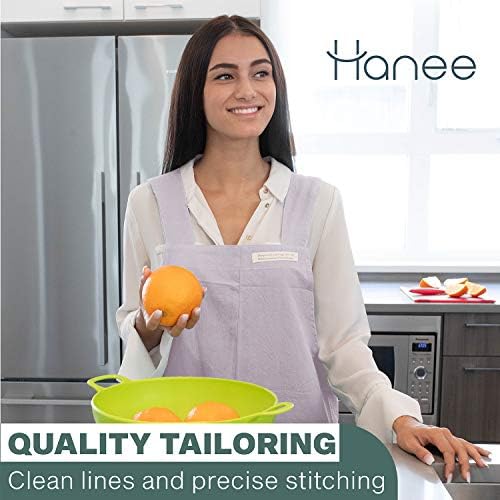 HANEE Cotton Aprons for Women and Men | Cross-Back Apron with Pockets - Image 3