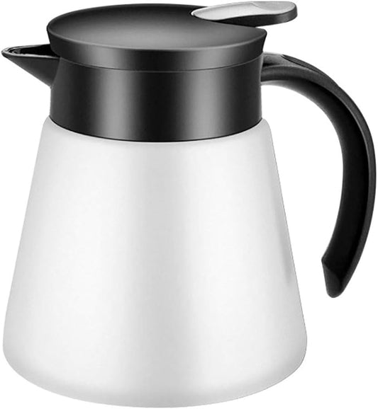Thermal Coffee Carafe Tea Pot 20 Oz Stainless Steel Double Wall Vacuum Insulated Coffee Water & Beverage Dispenser White