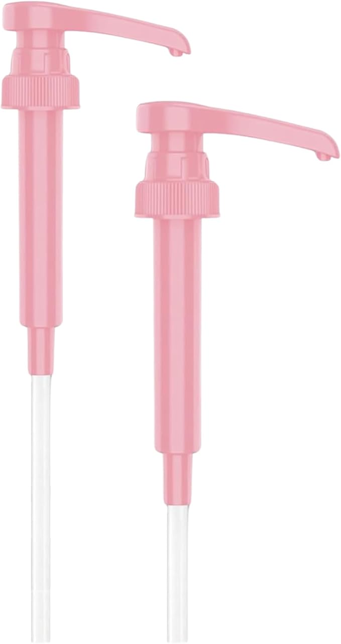 Syrup Pump Compatible with Torani, Davinci and Skinny (Set of 2) - fits Bottles (25.4 oz-750ml) (Pink) by PERMINKS