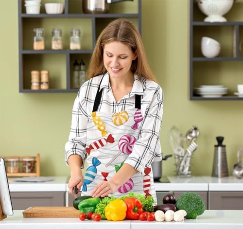 Various Candies Apron for Women Men, Adjustable Apron Cooking Kitchen Chef Apron for Home Kitchen, Baking Gardening BBQ, Coffee House, Restaurant - Image 5