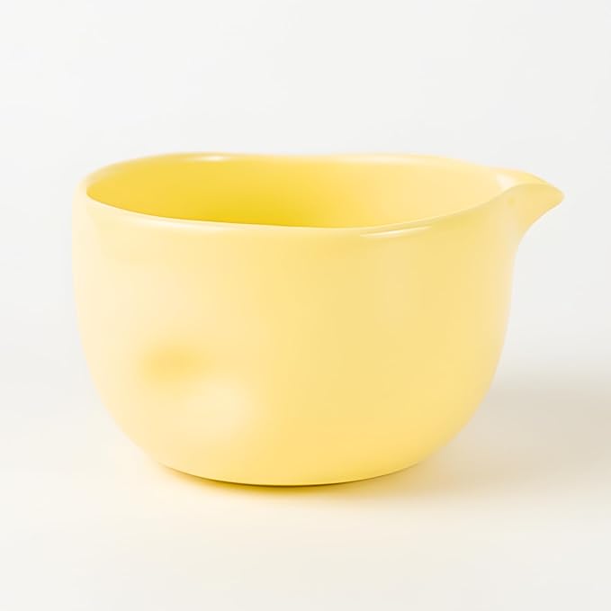 Ceramic Yellow Matcha Bowl | Golden Hour Butter Yellow | Crafted With Grip Indents | Large Size for 1-3 Matcha Servings | 17 oz / 500ml Capacity