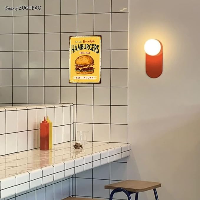 Hamburgers Tin Signs Vintage Metal Sign Funny Food Art Printing Poster Wall Decor for Home Kitchen Bar Restaurant Cafe Pub Indoor Outdoor 12x8 Inch Hanging Plaque - Image 6