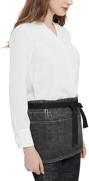 100% Cotton Denim Waist Apron with Zipper Pocket & Pen Pocket, 13" X 25", (5 Pockets) - Image 5
