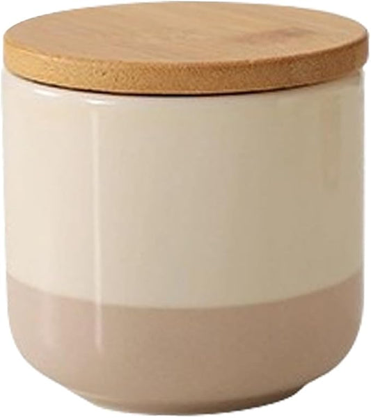 Ceramic Canister with Airtight Seal Lid, Kitchen Canisters for Countertop, Small Food Storage Jar for Flour, Coffee Bean, Sugar, Tea, Spices and More, Home Decor (260ml/8.79oz)