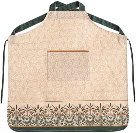 patdrea Blue Floral Linen Apron with Pocket,French Kitchen Garden Chef BBQ Aprons for Women and Men,Crisscross Back Straps by patdrea