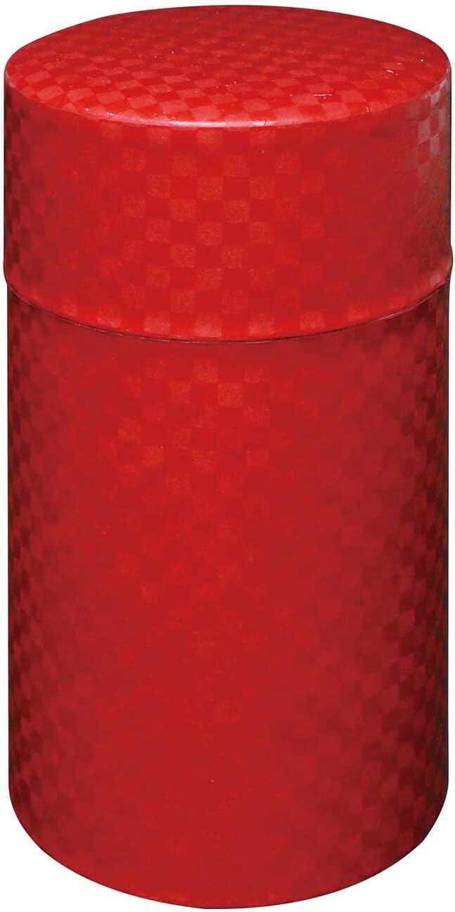 Japanese Pokkan Matcha Coffee Spice Tea Tin Canister Washi Paper Storage with Lid 7.05 oz Capacity (Aka)