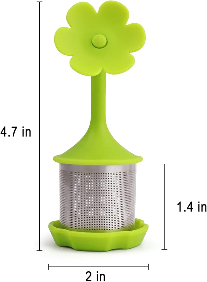 2-Pack Silicone Tea Steeper, Infusers - Fine Mesh Filters for Tea Leaves, Flowers; Purple or Green