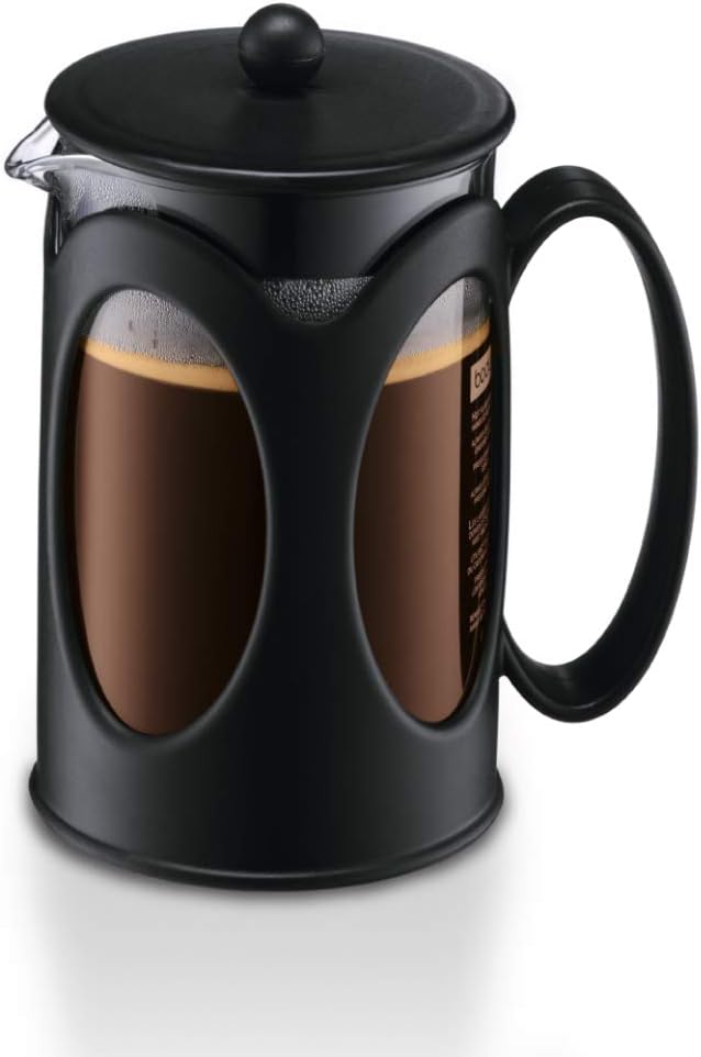 BODUM 10683-01 Kenya French Press Coffee Maker, Borosilicate Glass - 4-Cup (0.5 L), Black