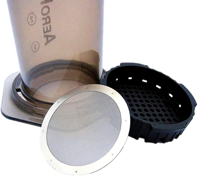 ACKLLR 4 Pack Premium Reusable Coffee Filters Compatible with AeroPress Go coffee press, Old/New Aerobie Coffee Makers, 2 Types Washable Stainless Steel Metal Mesh Fine Micro-Filters, Silver