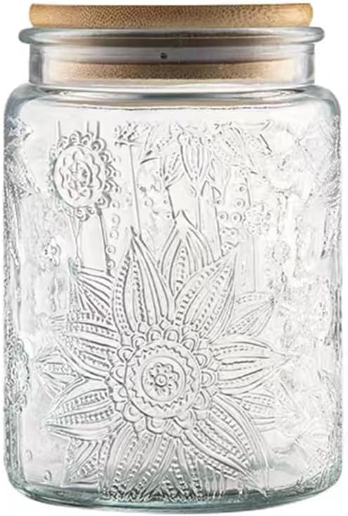 ANSQU Vintage Glass Jar with Lid, 23.7oz Airtight Glass Storage Canister Glass Food Storage Containers for Kitchen Counter, Pantry, Decorative Jar for Coffee, Tea, Sugar, Easter. Candy Cute Jar