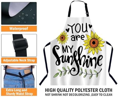 You Are My Sunshine Motivational quote Apron for Women Men, Adjustable Apron Cooking Kitchen Chef Apron for Home Kitchen, Baking Gardening BBQ, Coffee House, Restaurant - Image 3