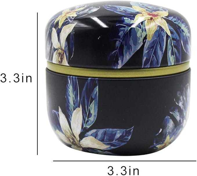 2 Pack Mini Tea Storage Containers Tea Coffee Tins, Flowers Pattern Food Storage Container for Herb, Candy, Chocolate, Sugar, Spices, Candle