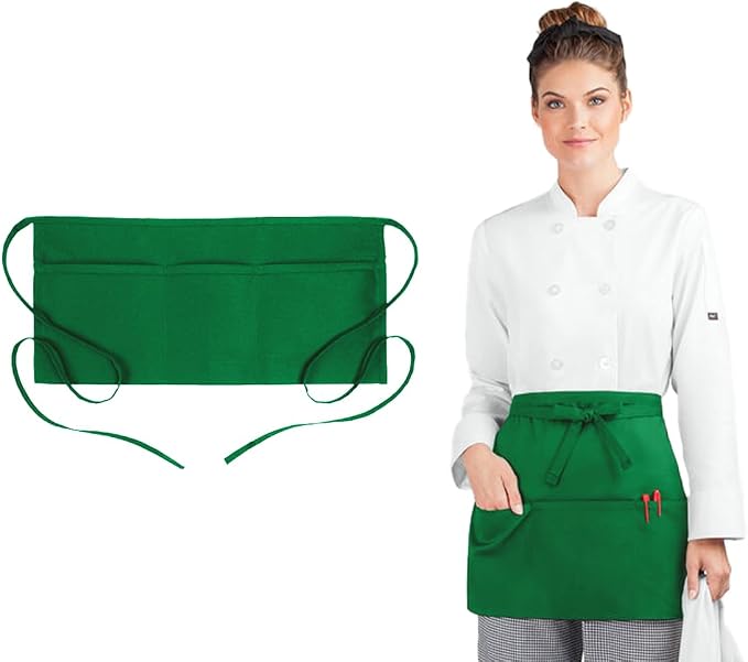 Avalon Kitchen Server Aprons with 3 Pockets – 100% Polyester Waist Apron, 24x12 Inch Half Apron, Waitress Apron for Servers by Avalon+Kitchen