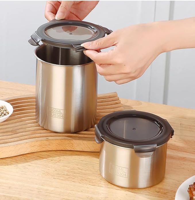 Stainless Steel Vacuum Seal Coffee Canister With Clear Lid, Airtight Food Storage Container With Locking Clamp for Coffee Beans, Tea, Cereal, Nuts (304 Steel With Clear Lid, 47 fl oz / 1400ml)