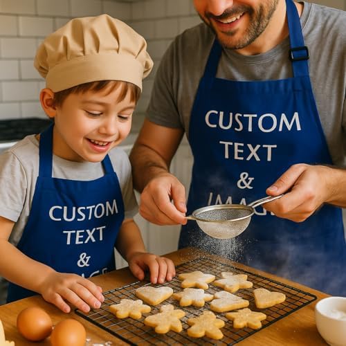 Custom Apron Women Men with Pockets Personalized Name Logo Cooking Aprons | Customizable Full Length Cotton Twill, Add Any Text Photo or Business Logo, Two Deep Pockets, 14 Colorways - Image 3