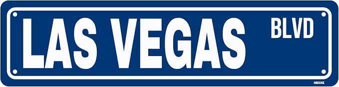 Las Vegas Sign Man Cave Metal Tin Signs Street Road Sign for Cafes Bar Pub Beer Club Wall Home Decor 16X4 Inches by HBXNZ