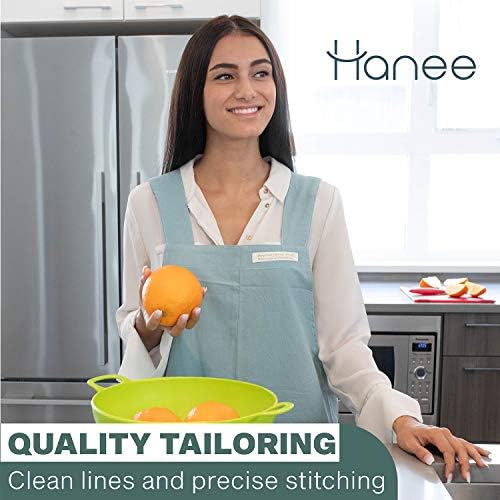 HANEE Cotton Aprons for Women and Men | Cross-Back Apron with Pockets - Image 3