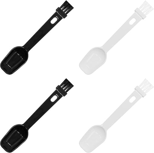 Coffee Spoon with Espresso Grinder Brush 4 PCS 2 in 1 Brush for Cleaning Espresso Machines & Scooping Tea Powder, Coffee Tool for Barista Home Kitchen Café (2 PCS White, 2 PCS Black) by Unknown
