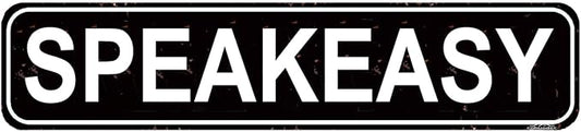 Speakeasy Sign - Vintage 1920s Style Metal Wall Art - 16x4 Inch Bar Decor for Man Cave, Home Pub or Retro Themed Room by cohuodec