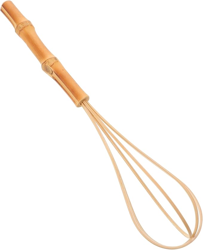 Manual Egg Beater Bamboo Handle Multipurpose Kitchen Whisk for Egg Dough Flour Comfortable to Hold Dishwasher Safe
