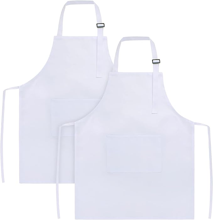 SINLAND Kids Aprons with Large Pocket 2 Pack | Adjustable Cooking Chef Aprons,Stain Resistant Toddler Apron for Baking Painting Gardening Boys Girls by SINLAND