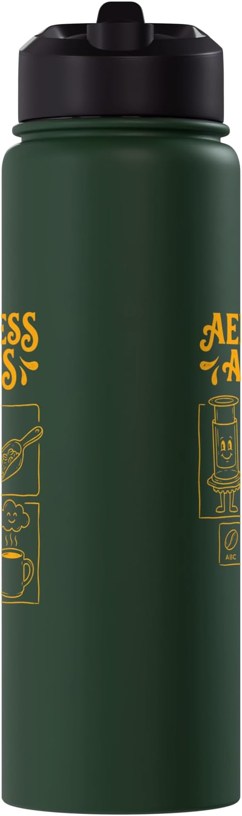 Kawaii Coffee Brewing Characters Shirts AeroPress Addicts Stainless Steel Insulated Water Bottle