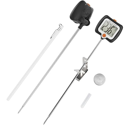 10 Inch Long Digital Candy Thermometer with Pot Clip,Deep Fry Thermometer,Rotating Display, Best Instant Read Food Meat Thermometer for Candy Making or Deep Frying