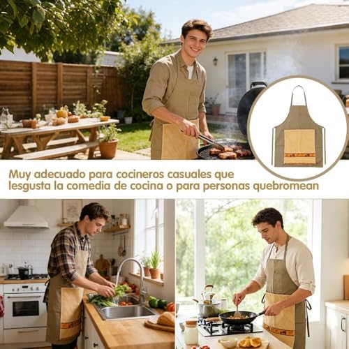 Chef Apron Bib Apron with 2 Large Pockets Adjustable Neck Strap Kitchen Apron Cooking Apron Stripes Baking Apron - Image 3