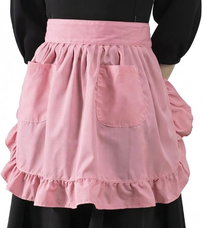Waist Apron with Pockets Retro Kitchen Cleaning Ruffles Half Apron by LilMents