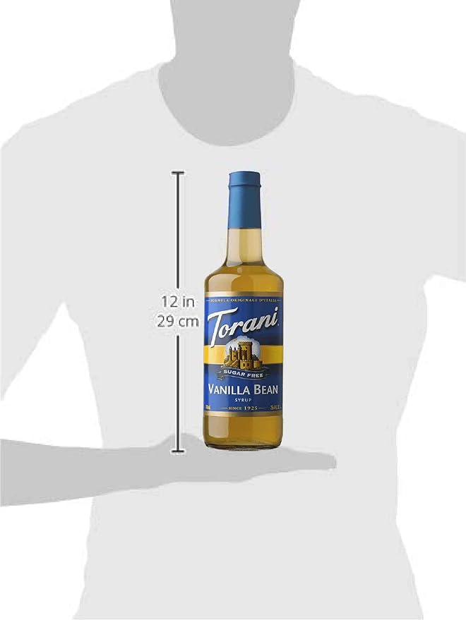Torani Sugar-Free Syrup, Vanilla Bean, 25.4 Fl Oz Bottle (Pack of 4)
