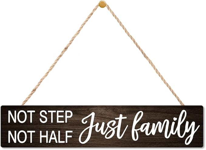 AGMDESIGN Not Step Not Half Just Family Wood Sign, Heartwarming Family Unity Wall Decor for Shelf Desk Door, Farmhouse Bedroom Kitchen Bathroom Wood Hanging Plaque, Great Gifts for Families by Unknown