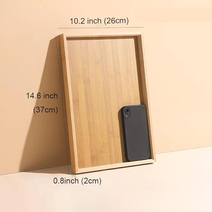 RT&BS Bamboo Tray, Bamboo Barbecue Tray, Bamboo Tea Trays, Basket Trays for Food, Drinks, Decor, Vanity in Kitchen, Dining Room, Restaurant, Bar, Cafés, Bathroom