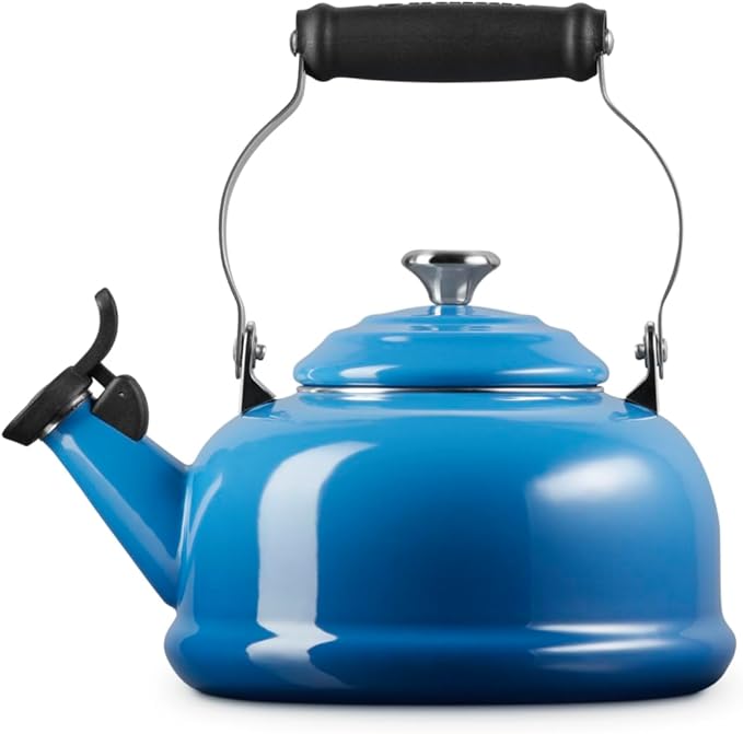 Le Creuset Enamel On Steel Whistling Tea Kettle with Metal Finishes, 1.7 qt., Marseille