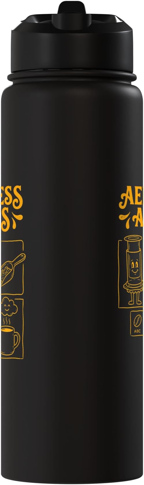 Kawaii Coffee Brewing Characters Shirts AeroPress Addicts Stainless Steel Insulated Water Bottle