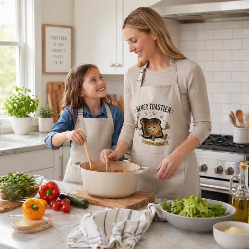 Never Toastier Funny Cooking Apron for Women Men, Kitchen Gift | Burnt toast artwork and a witty quote bring playful humor to cooking, baking, grilling, and everyday kitchen routines - Image 5