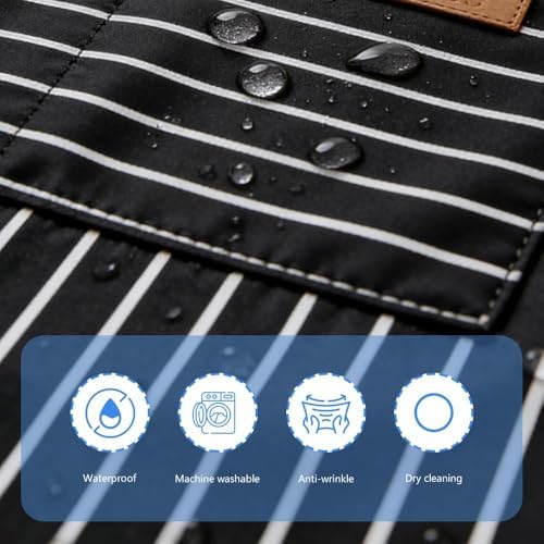 Chef Apron Bib Apron with 2 Large Pockets Adjustable Neck Strap Kitchen Apron Cooking Apron Stripes Baking Apron - Image 4