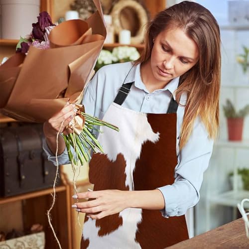 Cowhide Texture Kitchen Apron for Women Men, Adjustable Apron Chef Bakers Apron Cooking Apron Cooking Baking Gardening - Image 6