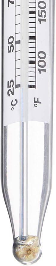 CDN Candy & Deep Fry Thermometer | 8" Durable Lab Glass | Non-Mercuric, Dual-Scale | 75–400°F Range | For Candy Stages, Deep Frying, Oil, Jelly, Sugar | Pot Clip Mount | TCF400