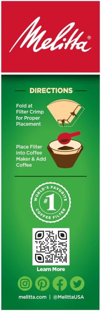 Melitta #2 Cone Coffee Filters, Natural Brown, 100 Count (Pack Of 3), 300 Total Filters - Fits all 2-6 Cup Cone Coffee Makers and 1-cup Pour-Over Brewers, Compostable, Tear-Resistant, Made in USA