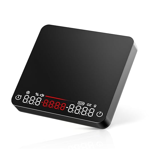 Mini Coffee Scale with Timer, USB-C Rechargeable Espresso Scale 2kg/0.1g High Precision Scale for Espresso & Pour-Over Coffee, Auto Timing, Water Ratio, Portable Digital Coffee Scale (Black)