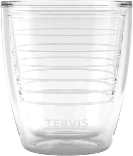 Tervis Clear & Colorful Tabletop 12oz Made in USA Double Walled Insulated Tumbler Travel Cup Keeps Drinks Cold & Hot, 12oz, Clear