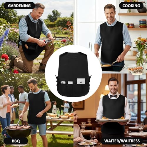 BOHARERS 2 Piece Smock Cobbler Apron for Women men-with Side Ties and 3 Pockets for Chef kitchen,Cleaning,Hairstylist - Image 5