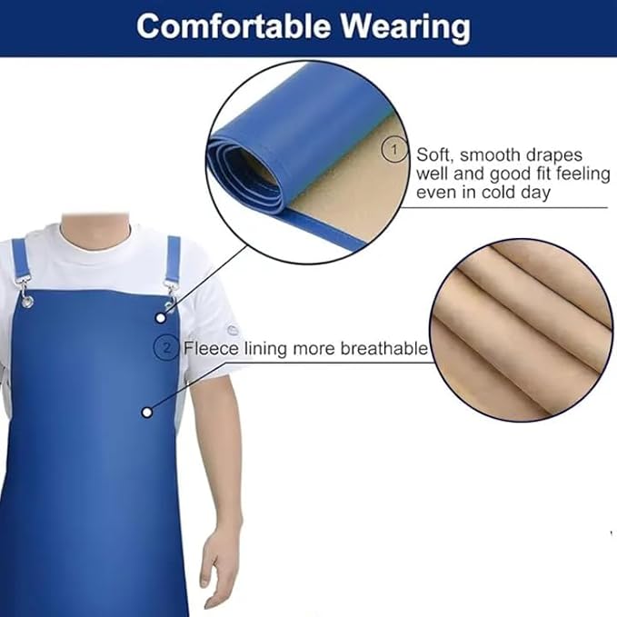 SHEOMERN 2 Pack Heavy Duty Vinyl Industrial Anti-Tear Apron, 43" x 26" Waterproof, Chemical Resistant, Blue, Unisex-Adults